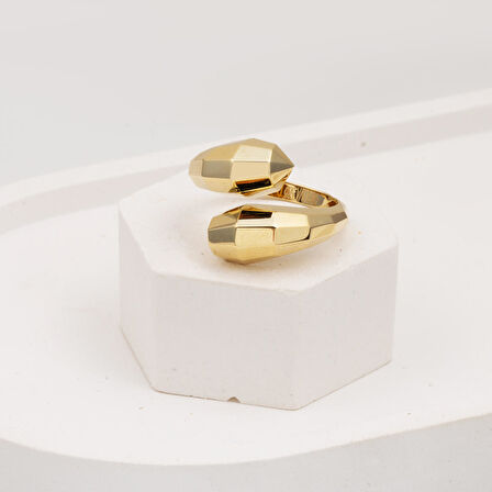 Twin 14 Ayar Altın Prizma Yüzük