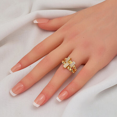 İtalyan 14 Ayar Altın Modern Yüzük