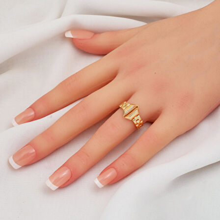 Rolex Tarzı 14 Ayar Rose Altın Yüzük