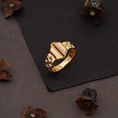 Rolex Tarzı 14 Ayar Rose Altın Yüzük