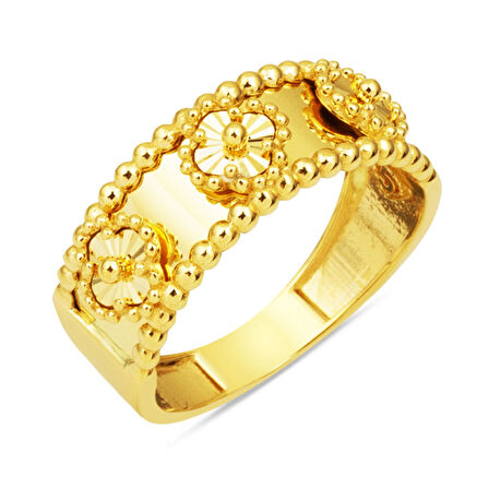 Yoncalı Taşsız Altın Yüzük 14 Ayar