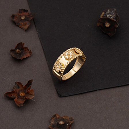 Yoncalı Taşsız Altın Yüzük 14 Ayar