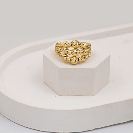 3 Sıra Dorika 14 Ayar Altın Yüzük