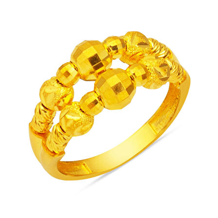 Çift Sıra 14 Ayar Dorika Altın Yüzük