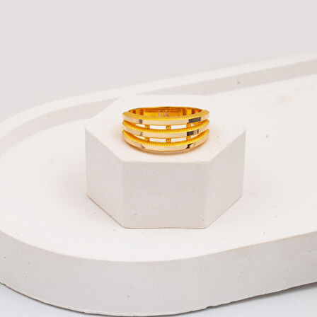 Üçlü Ajda 14 Ayar Altın Yüzük