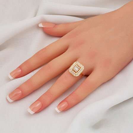 Safira 14 Ayar Altın Baget Yüzük