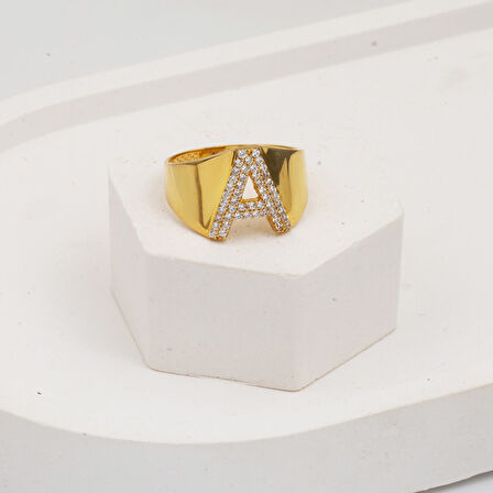 Altın A Harf Kadın Yüzük