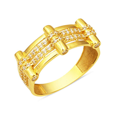 Sıra Taşlı Trend Altın Yüzük