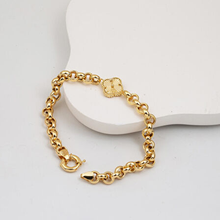 Doc Halkalı Van Cleef Yonca Altın Bileklik