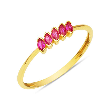 Kırmızı Beştaş 14 Ayar Altın Yüzük