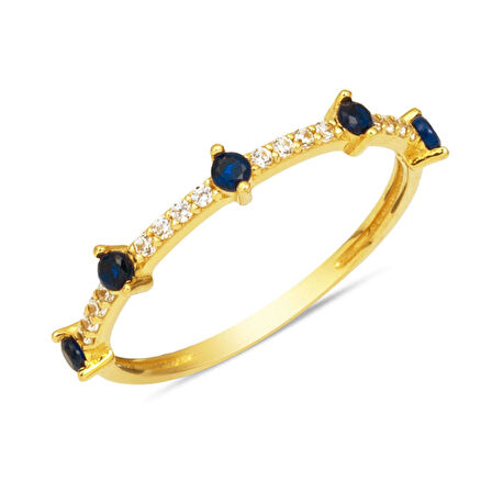 Yarımtur Lacivert Taşlı 14 Ayar Altın Yüzük