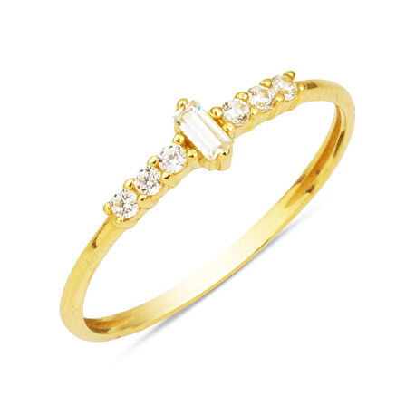 Baget Tektaşlı 14 Ayar Altın Yüzük