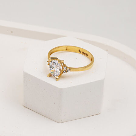 Oval 14 Ayar Altın Tektaş Yüzük