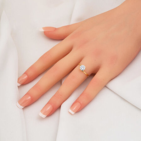 Altın Tektaş Yüzük 14 Ayar