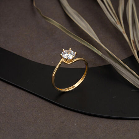 Altın Tektaş Yüzük 14 Ayar