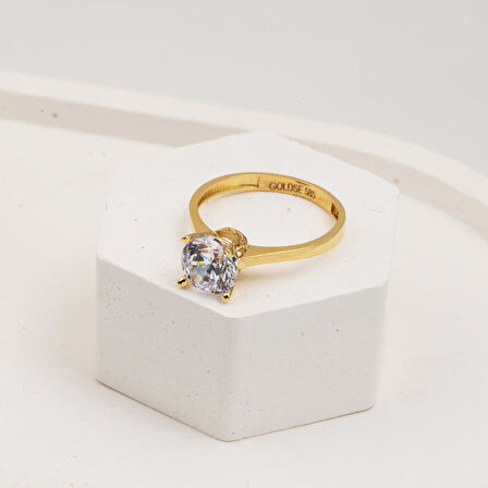 Taç 14 Ayar Altın Tektaş Yüzük