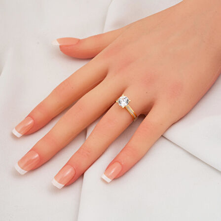 14 Ayar Tektaş Altın Yüzük