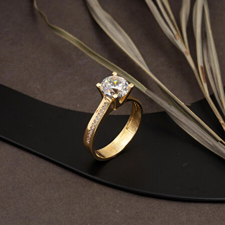 14 Ayar Tektaş Altın Yüzük