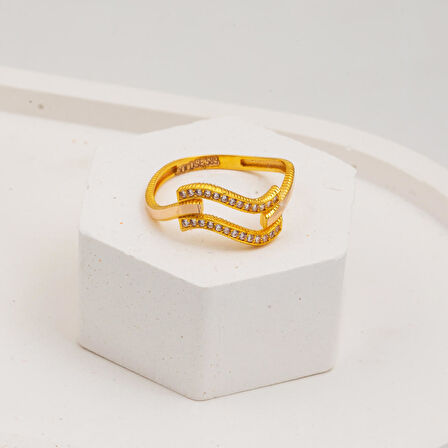 Zikzaklı Ajda 14 Ayar Altın Kaburga Yüzük