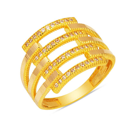 4 Sıra Kaburga Altın Yüzük 14 Ayar