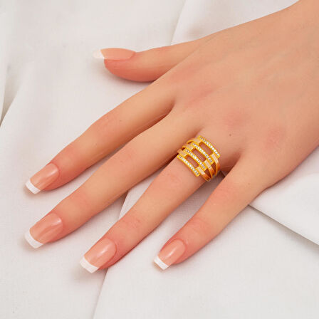 4 Sıra Kaburga Altın Yüzük 14 Ayar