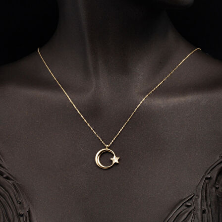 14 Ayar Altın Ayyıldız Kolye