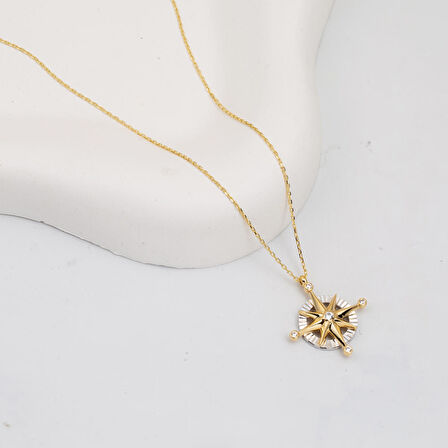 Pusula 14 Ayar Altın Kolye