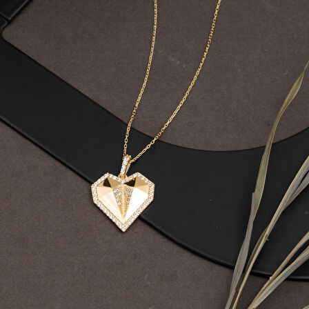 Kristal Kalp 14 Ayar Altın Kolye