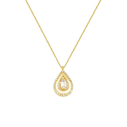 Bagetli 14 Ayar Altın Damla Kolye