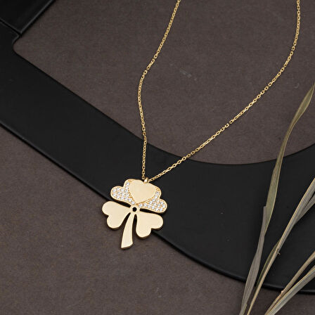 Dört Yapraklı Yonca 14 Ayar Altın Kolye