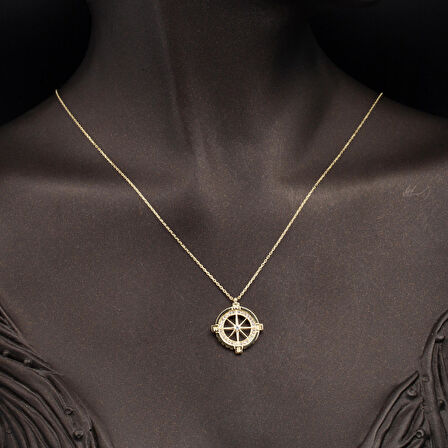 Pusula Yıldızı Altın Kolye 14 Ayar