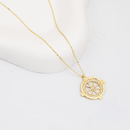 Pusula Yıldızı Altın Kolye 14 Ayar