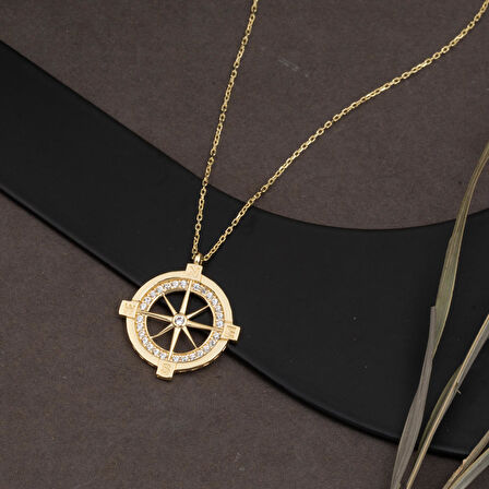 Pusula Yıldızı Altın Kolye 14 Ayar