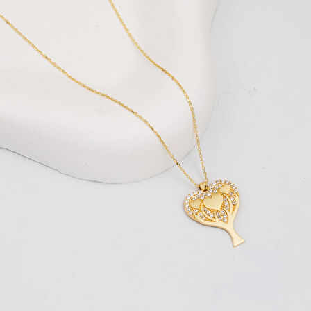 Kalpli Hayat Ağacı 14 Ayar Altın Kolye