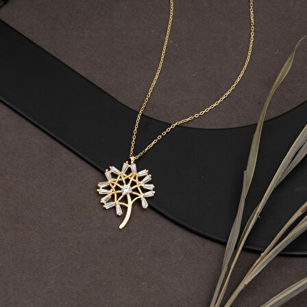 Bagetli Hayat Ağacı 14 Ayar Altın Kolye