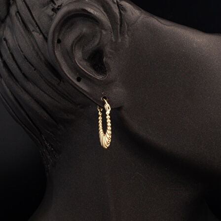 Midye Kabuğu Altın Halka Küpe