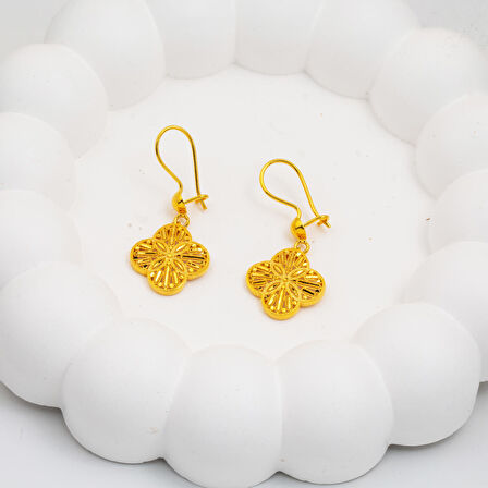 Yaşam Çiçeği Sallantılı 14 Ayar Altın Küpe