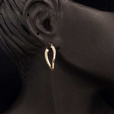 Versage Kıvrımlı 14 Ayar Altın Halka Küpe