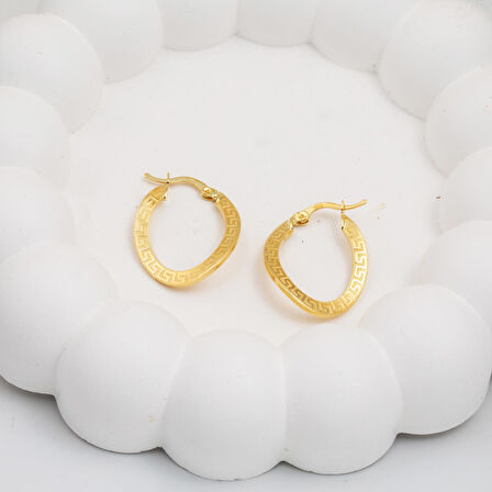 Versage Kıvrımlı 14 Ayar Altın Halka Küpe