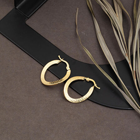 Versage Kıvrımlı 14 Ayar Altın Halka Küpe