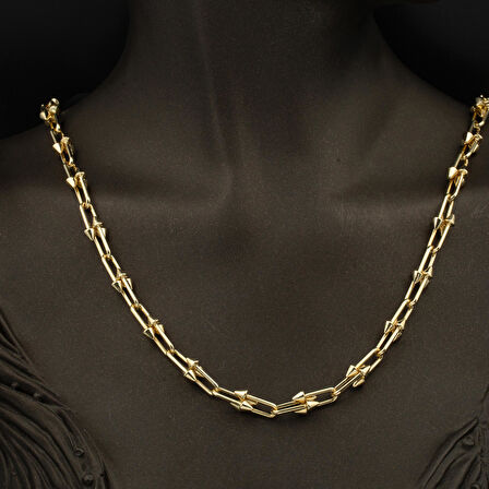 Çivili Tiffany Zincir Kolye 14 Ayar Altın 50 cm.