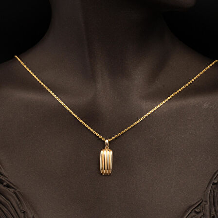 Çizgili Altın Üçlü Takı Seti 14 Ayar