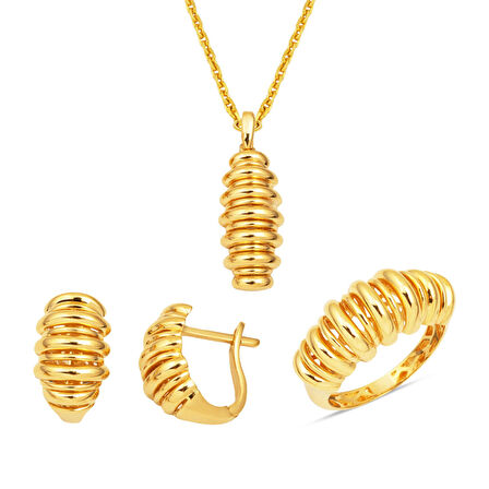 Bombeli 14 Ayar Altın Takı Seti