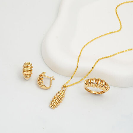 Bombeli 14 Ayar Altın Takı Seti