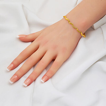 Zikzak Parıltılı Ajda 14 Ayar Altın Bileklik