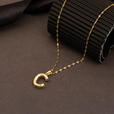 C Balon Harf 14 Ayar Altın Kolye