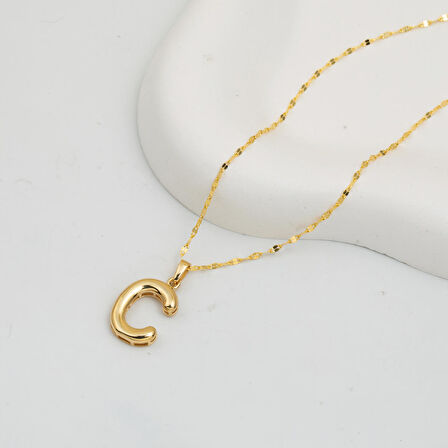 C Balon Harf 14 Ayar Altın Kolye