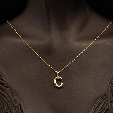 C Balon Harf 14 Ayar Altın Kolye