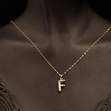 14 Ayar Altın Balon F Harfi Kolye