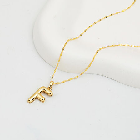 14 Ayar Altın Balon F Harfi Kolye